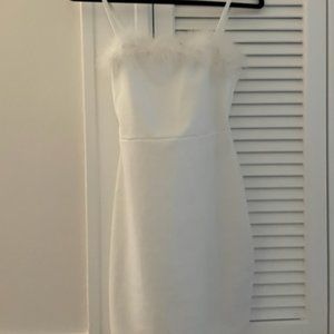 Nasty Gal Feather Trim Square Neck Mini Dress - Sz 4